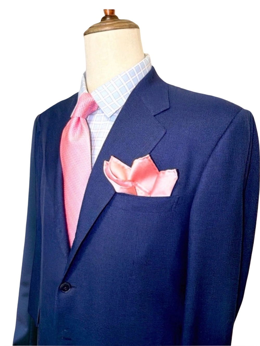 Bijan Men’s Navy Micro-Check Suit | Super 100’s Wool | Luxury Italian Tailoring - Picture 6 of 13